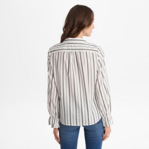 Karl Lagerfeld Striped Ruffle Front Blouse XL - Picture 3 of 8